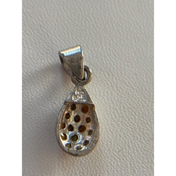 925 marked Silver Teardrop Pendant With Multicolored CZ Gemstones - Picture 4 of 12